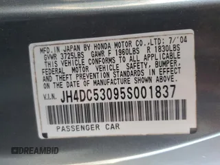 2005 Acura RSX Type-S with VIN JH4DC53095S001837, listed as a Copart auction lot 80439394 with 131,759 mi miles and Salvage Title. Bid and sale history available at carsss.com. Image 12.