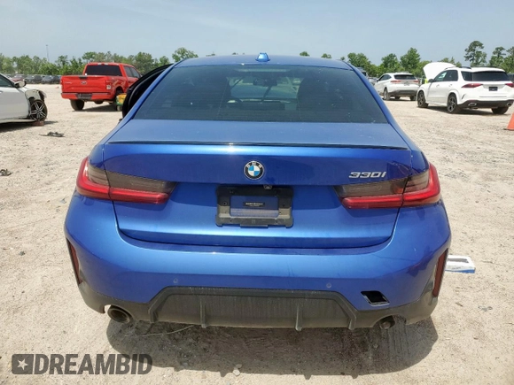 2023 BMW 3 Series 330i with VIN 3MW69FF00P8D04288, listed as a Copart auction lot 57181315 with 35,461 mi miles and Salvage title. Bid and sale history available at DreamBid. Image 6.