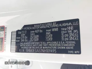 2022 Hyundai Tucson SEL with VIN 5NMJF3AE7NH109495, listed as a IAAI auction lot 41802323 with 38,916 mi miles and . Bid and sale history available at carsss.com. Image 9.