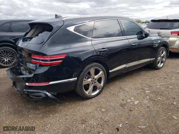 2021 Genesis GV80 Advanced + with VIN KMUHCESC0MU046230, listed as a Copart auction lot 72079454 with 0 mi miles and Salvage Title. Bid and sale history available at carsss.com. Image 3.