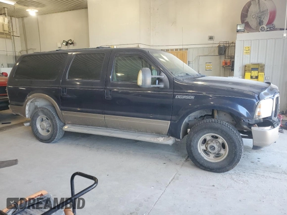 2005 Ford Excursion Eddie Bauer z VIN 1FMSU45P05ED40748, wystawiony jako Copart lot #55060805 z przebiegiem 286 908 mil mil oraz Szkoda całkowita • Salvage title. Historia ofert i sprzedaży dostępna na DreamBid. Obrazek 4.