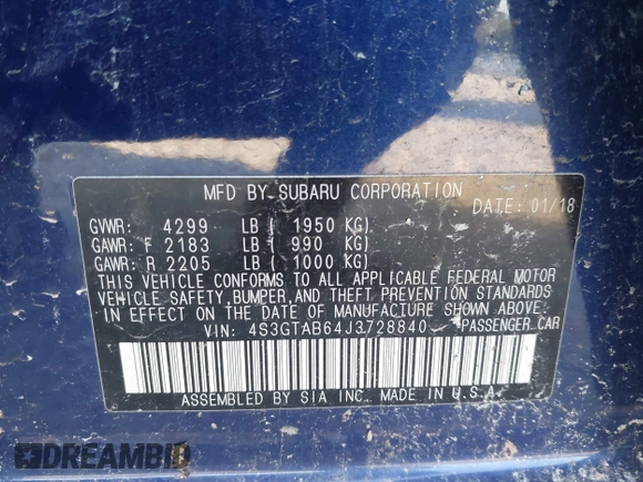 2018 Subaru Impreza Premium z VIN 4S3GTAB64J3728840, wystawiony jako IAAI lot #40508547 z przebiegiem 118 806 mil mil oraz . Historia ofert i sprzedaży dostępna na DreamBid. Obrazek 9.