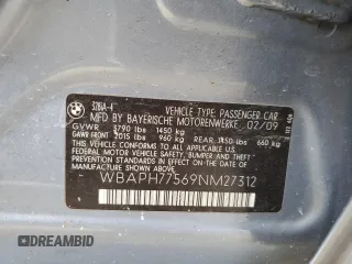 2009 BMW 3 Series 328i z VIN WBAPH77569NM27312, wystawiony jako Copart lot #44302435 z przebiegiem 155 572 mil mil oraz Szkoda całkowita • Salvage title. Historia ofert i sprzedaży dostępna na DreamBid. Obrazek 14.