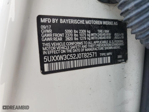 2018 BMW X4 xDrive28i with VIN 5UXXW3C52J0T82571, listed as a Copart auction lot 70030662 with 0 mi miles. Bid and sale history available at carsss.com. Image 14.