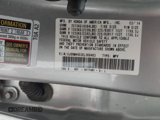 2014 Honda CR-V EX with VIN 5J6RM4H50EL068463, listed as a IAAI auction lot 42582559 with 109,302 mi miles and . Bid and sale history available at DreamBid. Image 9.