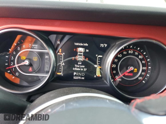 2020 Jeep Wrangler Unlimited Rubicon with VIN 1C4HJXFN8LW126037, listed as a Copart auction lot 50421535 with 52,275 mi miles and Salvage title. Bid and sale history available at DreamBid. Image 9.