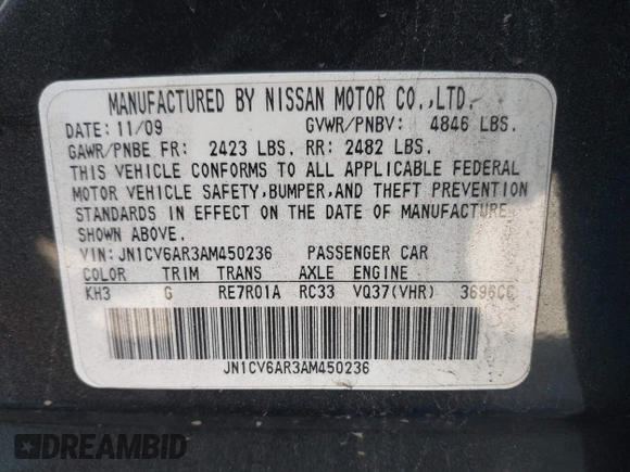 2010 Infiniti G37 x z VIN JN1CV6AR3AM450236, wystawiony jako IAAI lot #42323557 z przebiegiem 183 738 mil mil oraz . Historia ofert i sprzedaży dostępna na DreamBid. Obrazek 9.