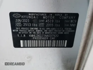 2022 Hyundai Sonata Hybrid Blue with VIN KMHL24JJ1NA037920, listed as a Copart auction lot 84600364 with 42,393 mi miles and Salvage Title. Bid and sale history available at carsss.com. Image 13.