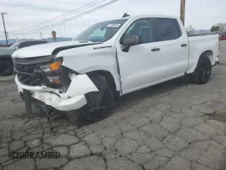 2025 Chevrolet Silverado 1500 Custom with VIN 1GCPABEK7SZ118241, listed as a Copart auction lot 47309595 with 5,014 mi miles and Salvage Title. Bid and sale history available at DreamBid. Image 1.