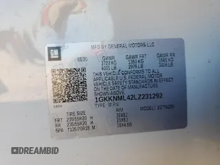2020 GMC Acadia SLT with VIN 1GKKNML42LZ231292, listed as a Copart auction lot 87641585 with 60,885 mi miles and Salvage Title. Bid and sale history available at DreamBid. Image 13.