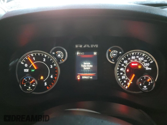 2023 Ram 2500 Big Horn with VIN 3C6UR5DL0PG613323, listed as a Copart auction lot 87761325 with 55,963 mi miles and Salvage Title. Bid and sale history available at carsss.com. Image 9.