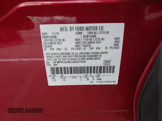 2020 Ford Edge SEL with VIN 2FMPK3J96LBA27824, listed as a IAAI auction lot 42595082 with 42,493 mi miles and . Bid and sale history available at DreamBid. Image 9.