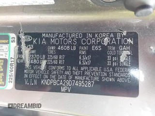 2013 Kia Sportage LX with VIN KNDPBCA29D7495287, listed as a IAAI auction lot 42537122 with 221,052 mi miles and . Bid and sale history available at DreamBid. Image 9.