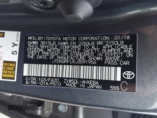 2018 Toyota Prius Two with VIN JTDKBRFUXJ3591956, listed as a IAAI auction lot 41848336 with 62,560 mi miles and . Bid and sale history available at DreamBid. Image 9.