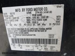 2013 Ford Explorer Limited with VIN 1FM5K8F86DGA04736, listed as a IAAI auction lot 41143447 with 134,788 mi miles. Bid and sale history available at carsss.com. Image 9.