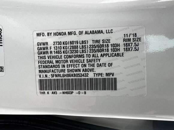 2019 Honda Odyssey Touring z VIN 5FNRL6H86KB053432, wystawiony jako Copart lot #65482425 z przebiegiem 87 470 mil mil oraz Szkoda całkowita • Salvage title. Historia ofert i sprzedaży dostępna na DreamBid. Obrazek 10.