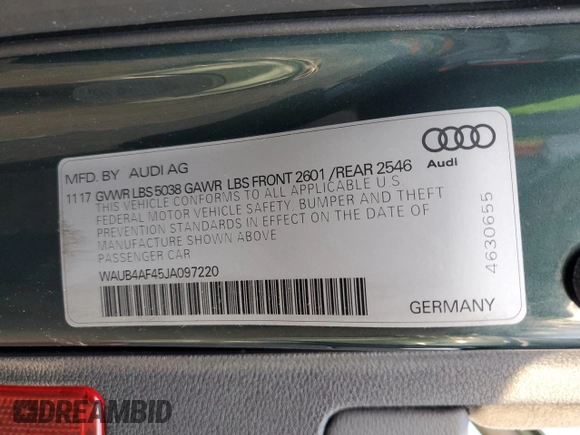 2018 Audi S4 Premium Plus with VIN WAUB4AF45JA097220, listed as a Copart auction lot 78239774 with 101,833 mi miles and Salvage Title. Bid and sale history available at carsss.com. Image 12.
