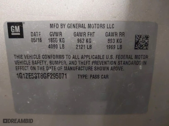 2016 Chevrolet Malibu LT with VIN 1G1ZE5ST8GF295071, listed as a IAAI auction lot 41729387 with 157,102 mi miles. Bid and sale history available at carsss.com. Image 9.