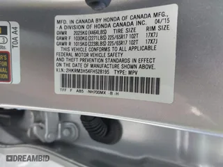2015 Honda CR-V EX with VIN 2HKRM3H54FH528195, listed as a IAAI auction lot 42019484 with 42,217 mi miles. Bid and sale history available at carsss.com. Image 9.