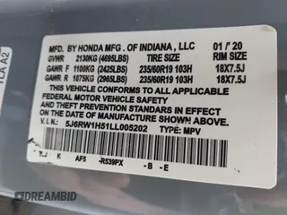 2022 Honda CR-V Touring with VIN 2HKRW2H98NH609948, listed as a IAAI auction lot 39272877 with 400 mi miles. Bid and sale history available at carsss.com. Image 17.