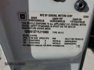 2000 GMC Yukon SLT with VIN 1GKEK13T1YJ118466, listed as a Copart auction lot 79811564 with 226,829 mi miles and Salvage Title. Bid and sale history available at carsss.com. Image 15.