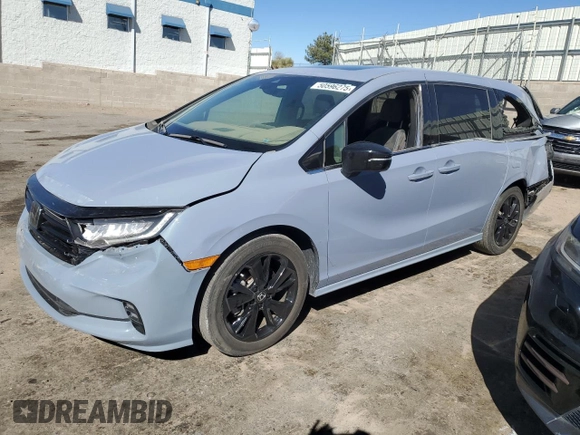 2023 Honda Odyssey Sport with VIN 5FNRL6H77PB052532, listed as a Copart auction lot 50596275 with 23,457 mi miles and Salvage Title. Bid and sale history available at carsss.com. Image 1.