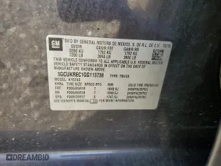 2016 Chevrolet Silverado 1500 LT with VIN 3GCUKREC1GG113738, listed as a Copart auction lot 43536235 with 192,763 mi miles and Salvage Title. Bid and sale history available at carsss.com. Image 12.