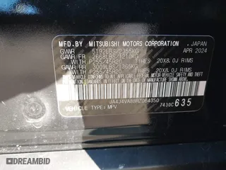 2024 Mitsubishi Outlander SE with VIN JA4J4VA88RZ064350, listed as a IAAI auction lot 41444125 with 5,789 mi miles. Bid and sale history available at carsss.com. Image 9.