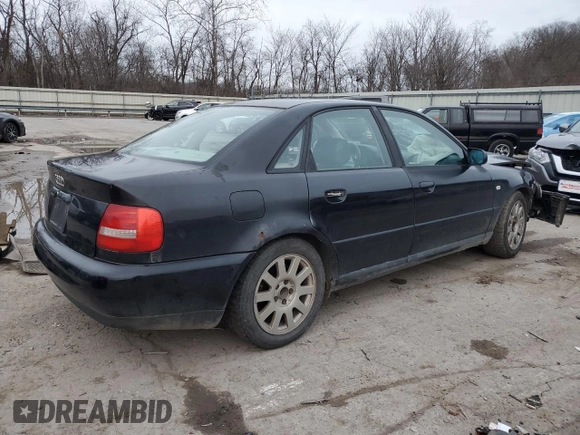 2000 Audi A4 with VIN WAUDC28D4YA127848, listed as a Copart auction lot 82035314 with 260,362 mi miles and Salvage title. Bid and sale history available at DreamBid. Image 3.