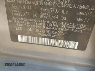 2011 Hyundai Elantra GLS с VIN 5NPDH4AE5BH060759, выставлен на аукционе IAAI как лот 42319374 с пробегом 129 654 миль миль и . История ставок и продаж доступна на DreamBid. Изображение 9.