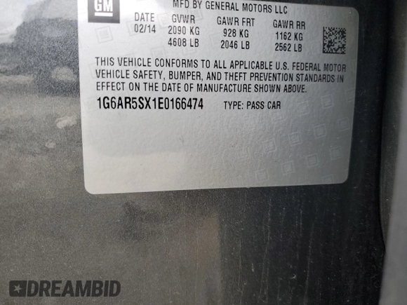 2014 Cadillac CTS Luxury RWD with VIN 1G6AR5SX1E0166474, listed as a Copart auction lot 49721625 with 112,390 mi miles and Salvage Title. Bid and sale history available at carsss.com. Image 12.