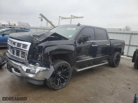 2015 Chevrolet Silverado 1500 LTZ with VIN 3GCUKSEC2FG109798, listed as a Copart auction lot 43343845 with 159,044 mi miles and Salvage Title. Bid and sale history available at carsss.com. Image 1.