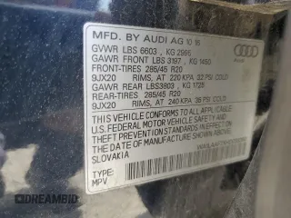 2017 Audi Q7 Premium Plus with VIN WA1LAAF7XHD033350, listed as a Copart auction lot 54946615 with 136,934 mi miles and Salvage Title. Bid and sale history available at DreamBid. Image 13.