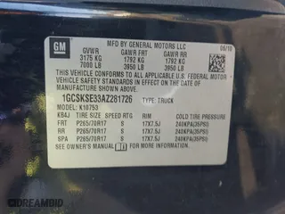 2010 Chevrolet Silverado 1500 LT with VIN 1GCSKSE33AZ281726, listed as a IAAI auction lot 41737456 with 270,711 mi miles. Bid and sale history available at carsss.com. Image 9.