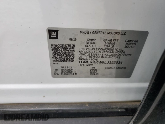 2020 Chevrolet Traverse Premier z VIN 1GNERKKW9LJ152034, wystawiony jako Copart lot #58441935 z przebiegiem 92 092 mil mil oraz Szkoda całkowita • Salvage title. Historia ofert i sprzedaży dostępna na DreamBid. Obrazek 13.