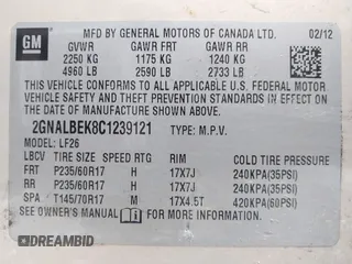 2012 Chevrolet Equinox LS with VIN 2GNALBEK8C1239121, listed as a IAAI auction lot 41549009 with 202,801 mi miles and . Bid and sale history available at DreamBid. Image 9.