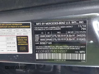 2015 Mercedes-Benz GL-Class GL 450 with VIN 4JGDF6EE7FA516507, listed as a IAAI auction lot 41543310 with 186,164 mi miles. Bid and sale history available at carsss.com. Image 9.