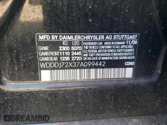 2007 Mercedes-Benz CLS 550 z VIN WDDDJ72X37A099442, wystawiony jako Copart lot #89366905 z przebiegiem Nie podano mil oraz Nie do naprawy • Non repairable. Historia ofert i sprzedaży dostępna na DreamBid. Obrazek 12.