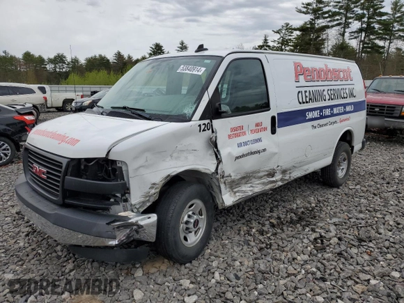 2019 GMC Savana Cargo Van with VIN 1GTW7AFPXK1319936, listed as a Copart auction lot 53840914 with 54,065 mi miles and Salvage Title. Bid and sale history available at carsss.com. Image 1.