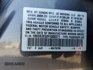 2015 Acura ILX Premium z VIN 19VDE2E52FE000271, wystawiony jako Copart lot #76633154 z przebiegiem 49 646 mil mil oraz Szkoda całkowita • Salvage title. Historia ofert i sprzedaży dostępna na DreamBid. Obrazek 15.