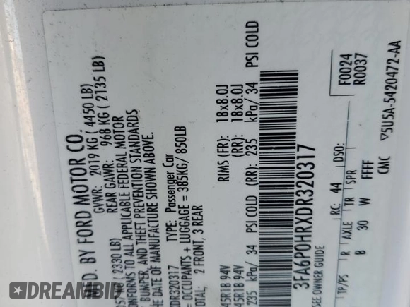 2013 Ford Fusion SE with VIN 3FA6P0HRXDR320317, listed as a Copart auction lot 51501105 with 141,311 mi miles and Salvage Title. Bid and sale history available at DreamBid. Image 12.