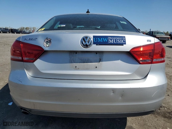 2012 Volkswagen Passat SE w/Sunroof with VIN 1VWBH7A34CC031724, listed as a Copart auction lot 52285705 with 85,593 mi miles and Clean Title. Bid and sale history available at carsss.com. Image 6.