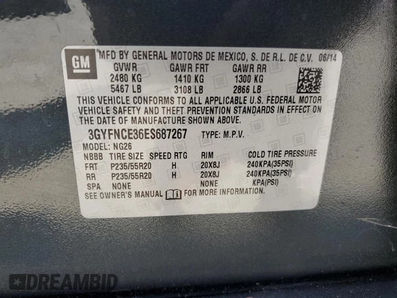 2014 Cadillac SRX Performance Collection z VIN 3GYFNCE36ES687267, wystawiony jako Copart lot #58242255 z przebiegiem 167 577 mil mil oraz Szkoda całkowita • Salvage title. Historia ofert i sprzedaży dostępna na DreamBid. Obrazek 13.