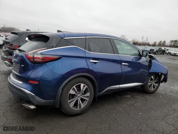 2022 Nissan Murano S with VIN 5N1AZ2AS9NC108754, listed as a Copart auction lot 83226194 with 53,940 mi miles and Salvage Title. Bid and sale history available at carsss.com. Image 3.