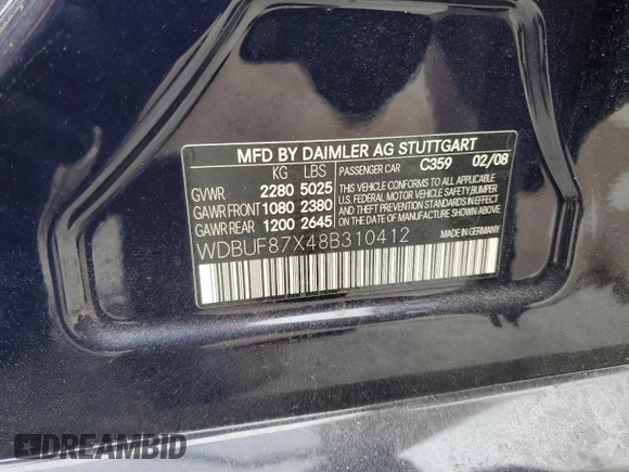 2008 Mercedes-Benz E 350 Luxury z VIN WDBUF87X48B310412, wystawiony jako Copart lot #58168015 z przebiegiem 147 515 mil mil oraz Szkoda całkowita • Salvage title. Historia ofert i sprzedaży dostępna na DreamBid. Obrazek 12.