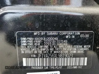 2020 Subaru WRX STI with VIN JF1VA2S6XL9819023, listed as a Copart auction lot 42232345 with 53,257 mi miles and Salvage title. Bid and sale history available at DreamBid. Image 15.
