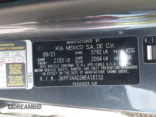 2021 Kia Forte GT-Line with VIN 3KPF34AD2ME418132, listed as a IAAI auction lot 42736894 with 58,901 mi miles and . Bid and sale history available at DreamBid. Image 9.