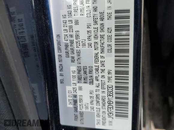 2021 Mazda CX-5 Grand Touring with VIN JM3KFBDM6M1368030, listed as a Copart auction lot 45368665 with 29,175 mi miles and Salvage Title. Bid and sale history available at carsss.com. Image 14.