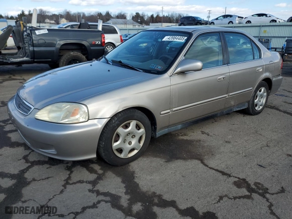 2000 Honda Civic EX with VIN 1HGEJ8641YL041342, listed as a Copart auction lot 43984405 with 163,346 mi miles and Salvage Title. Bid and sale history available at carsss.com. Image 1.