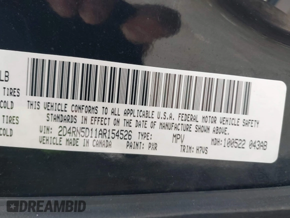 2010 Dodge Grand Caravan SXT with VIN 2D4RN5D11AR154526, listed as a IAAI auction lot 42009099 with 239,343 mi miles and . Bid and sale history available at DreamBid. Image 9.